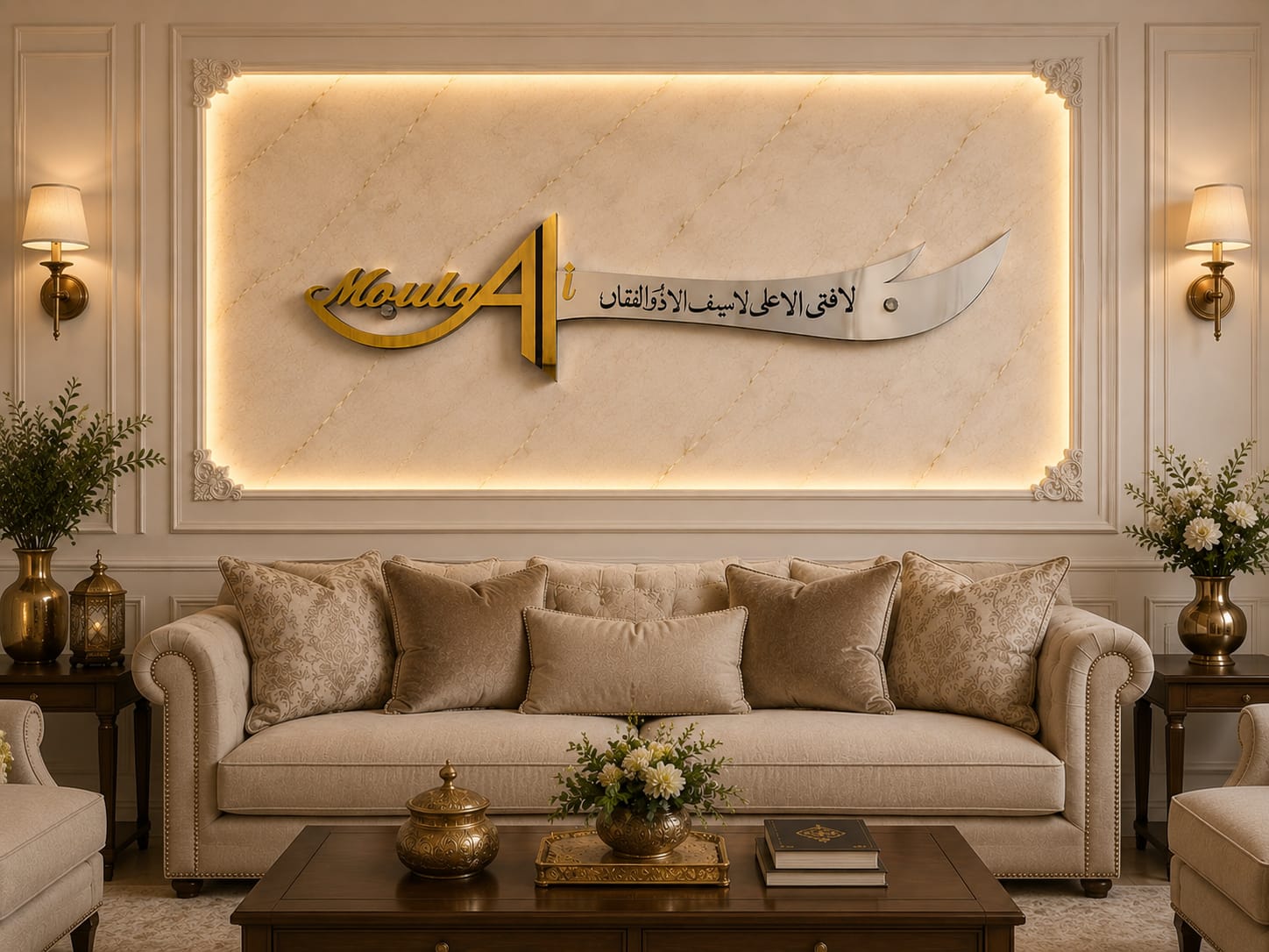 ✨ Moula Ali (RA) Premium Zulfiqar Wall Art | Gold & Silver Acrylic | Luxury Islamic Home Décor