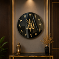 Allah (ﷻ) Premium Acrylic Wall Clock | Black & Gold Mirror Islamic Wall Clock | Luxury Islamic Home Decor
