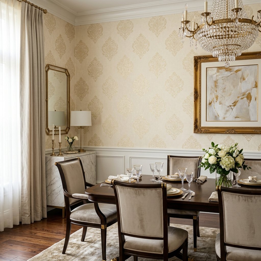 Bespoke Metallic Gold Damask Wallpaper